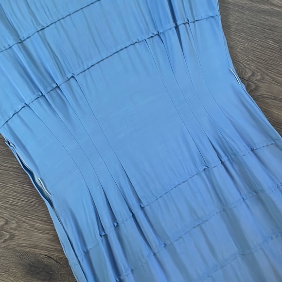 As-Is VTG 40s/50s Era Cornflower Blue Short Sleeve  Wiggle Dress Bow Like Detail - Picture 5 of 16